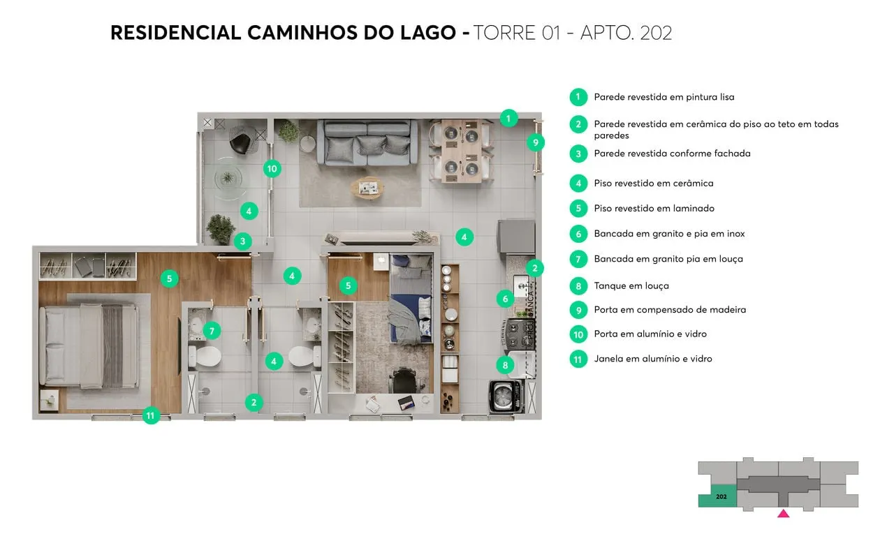 Planta do Caminhos do Lago, Apto 202
